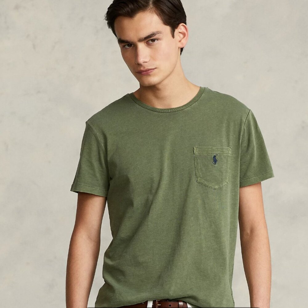 Ralph Lauren Slim Fit Jersey Pocket T-Shirt – Olive Green | Size XL 🏇💚